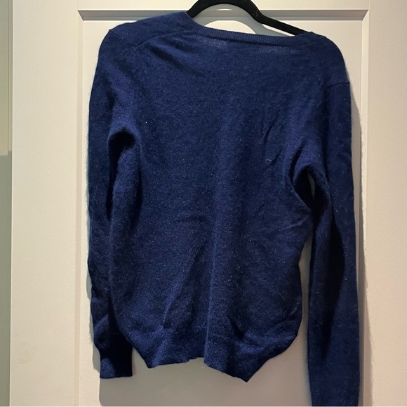 Cobalt/Royal Blue 💯 Cashmere V-Neck Sweater - Picture 2 of 4